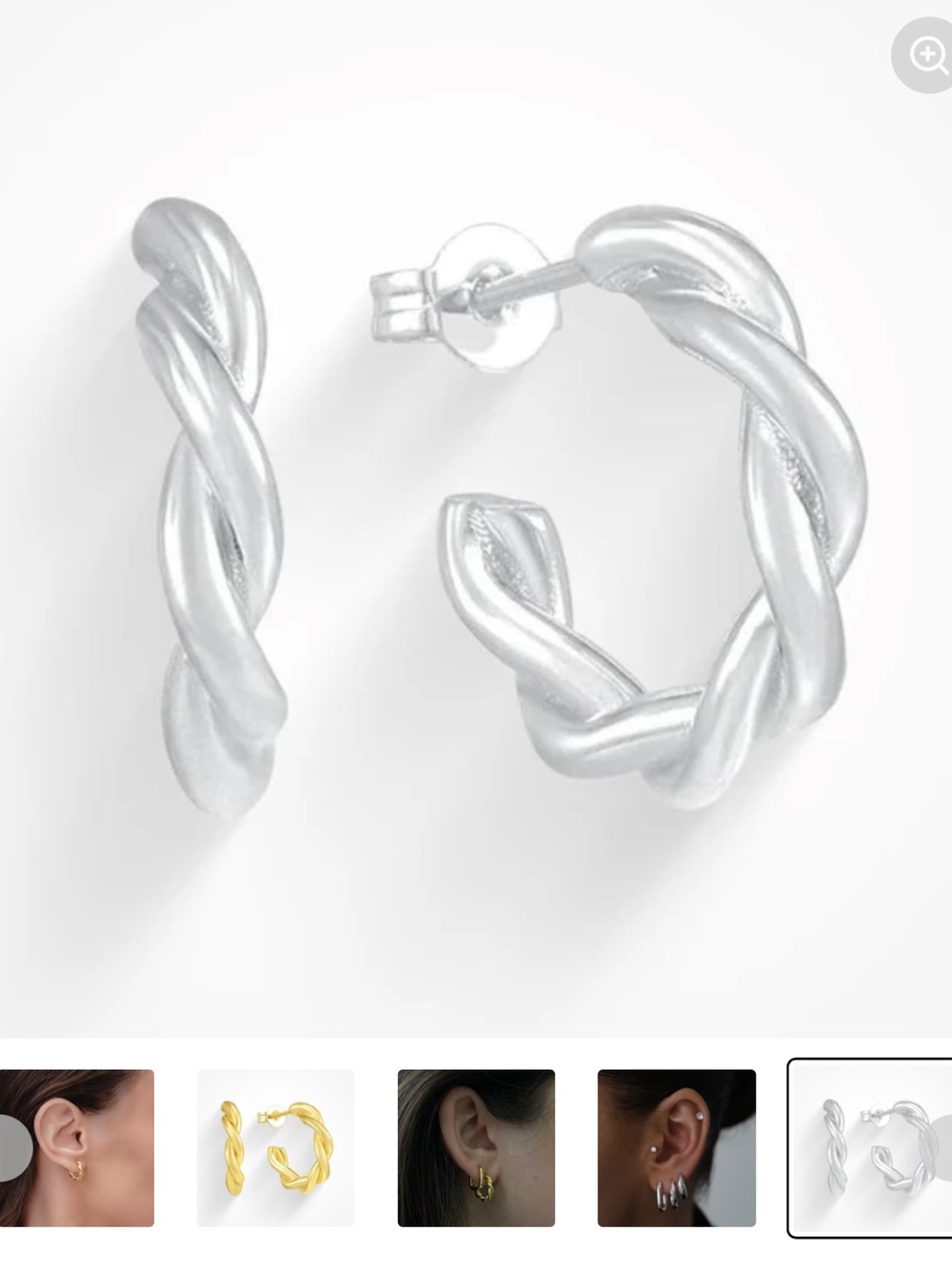 Twisted Hoop Stud Earrings - Silver plated, hypoallergenic